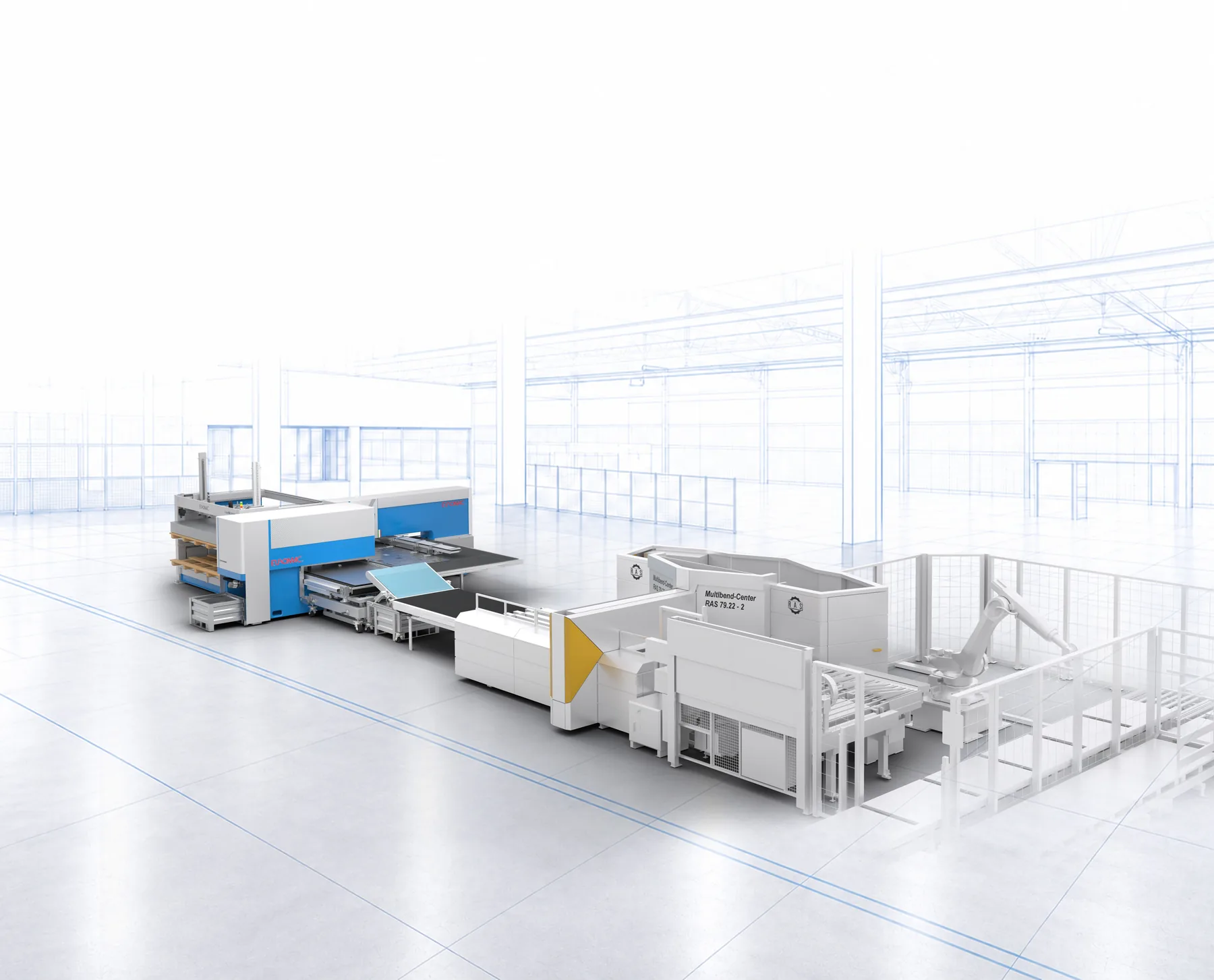 Shear Multibend Center: Euromac Stanz- und Schertechnik, verkettet mit dem RAS Multibend-Center