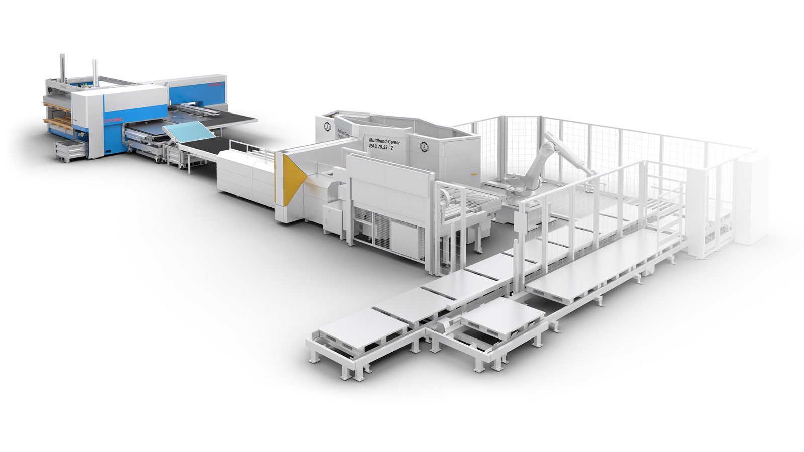 Shear Multibend Center: Euromac Shear XT verkettet mit dem RAS Multibend-Center