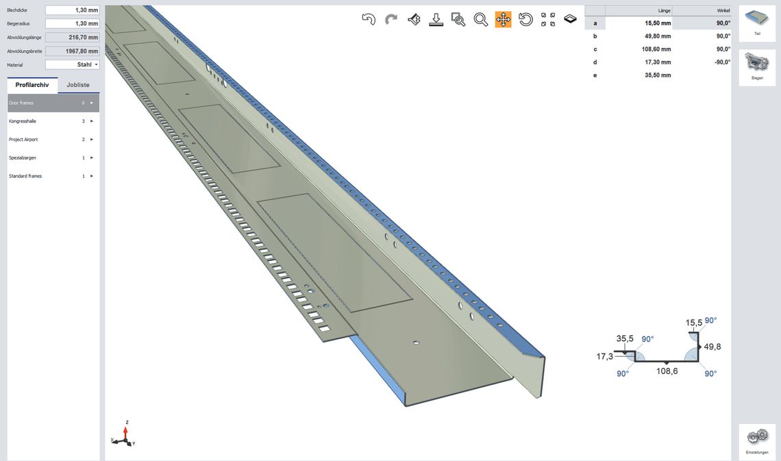 Imported STEP file of the part