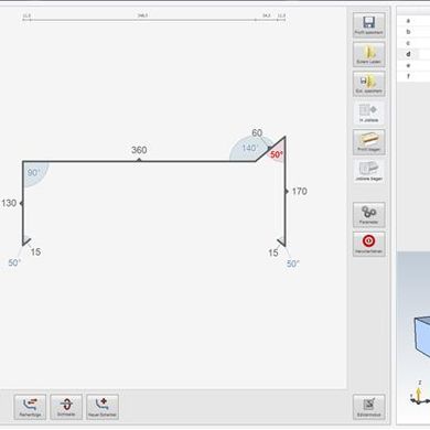 The Bendex software visualizes the folded part in 2D and 3D