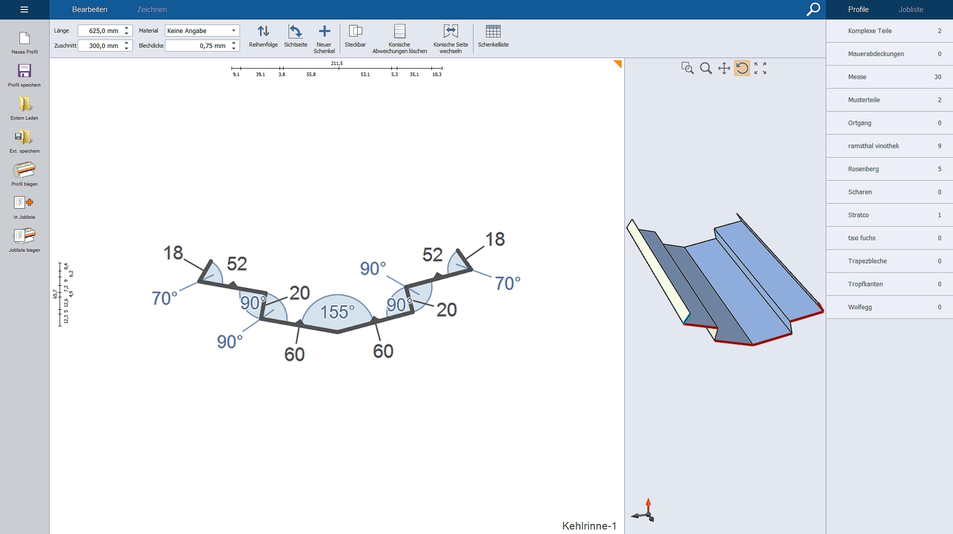 2D or 3D bending sequence simulation