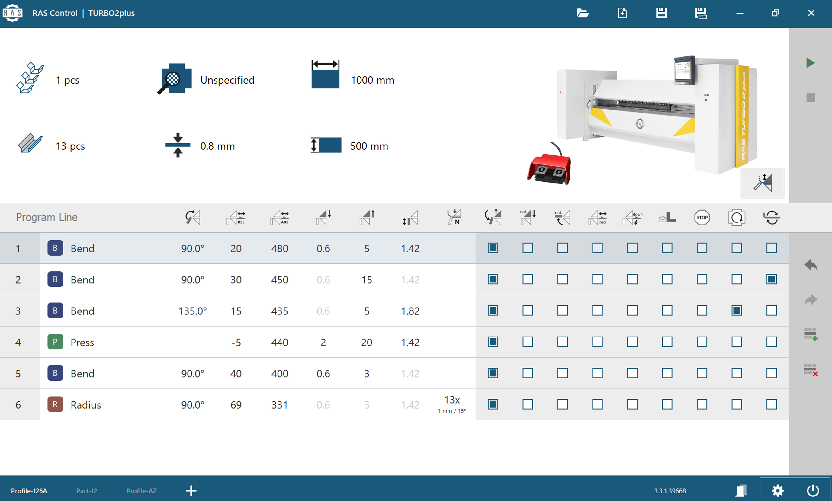 Modifizierte Bildschirmmaske der Bendex OpenEditor Software