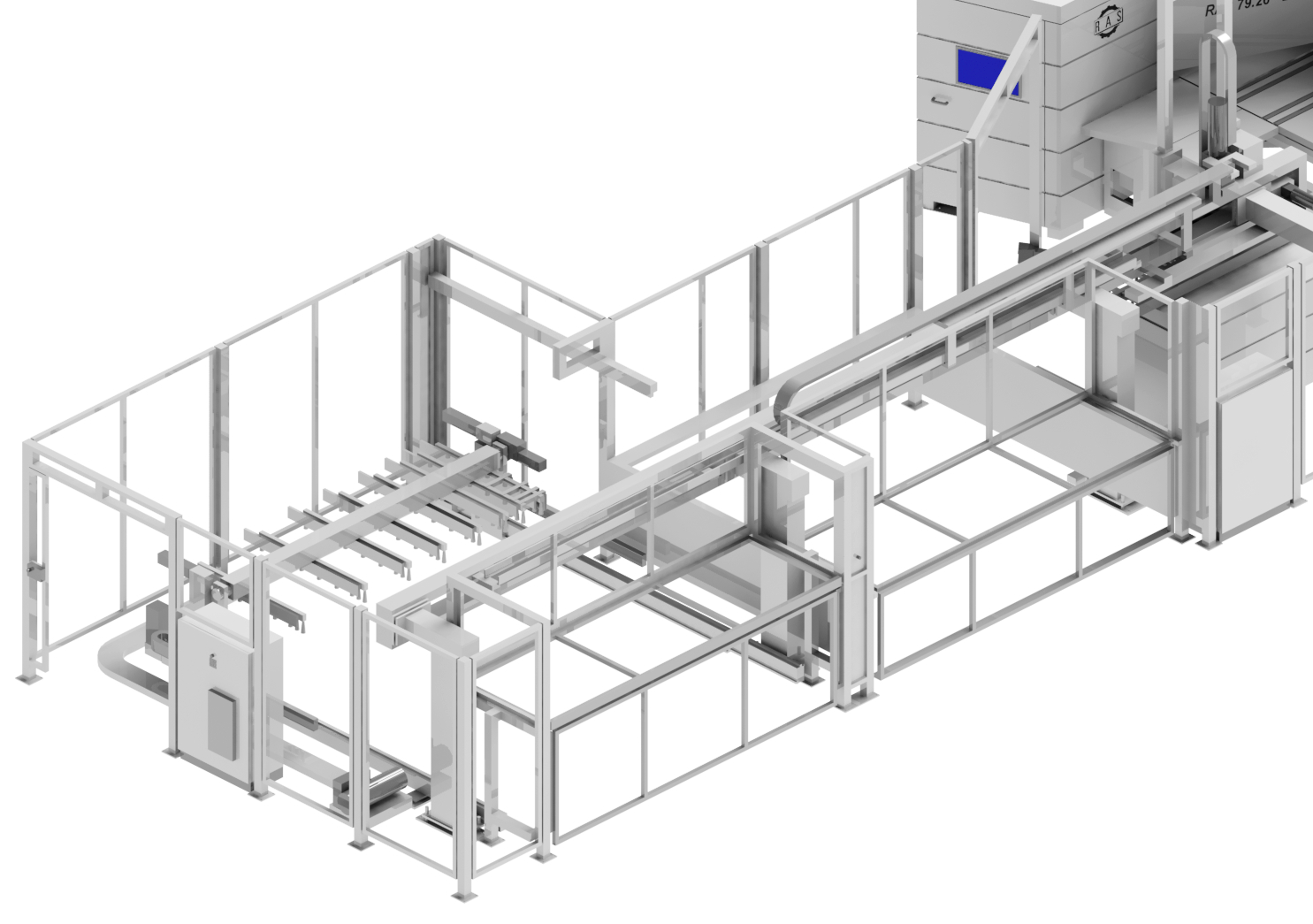 Automatic blank loading of two stacking locations with the 2-station gantry loader. Optional with SheetFlipper for blank rotation.